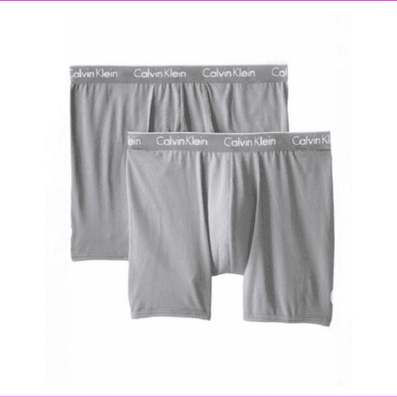 Calvin Klein ONE 2 Pack Mens Stretch Boxer Briefs, Grey, Large