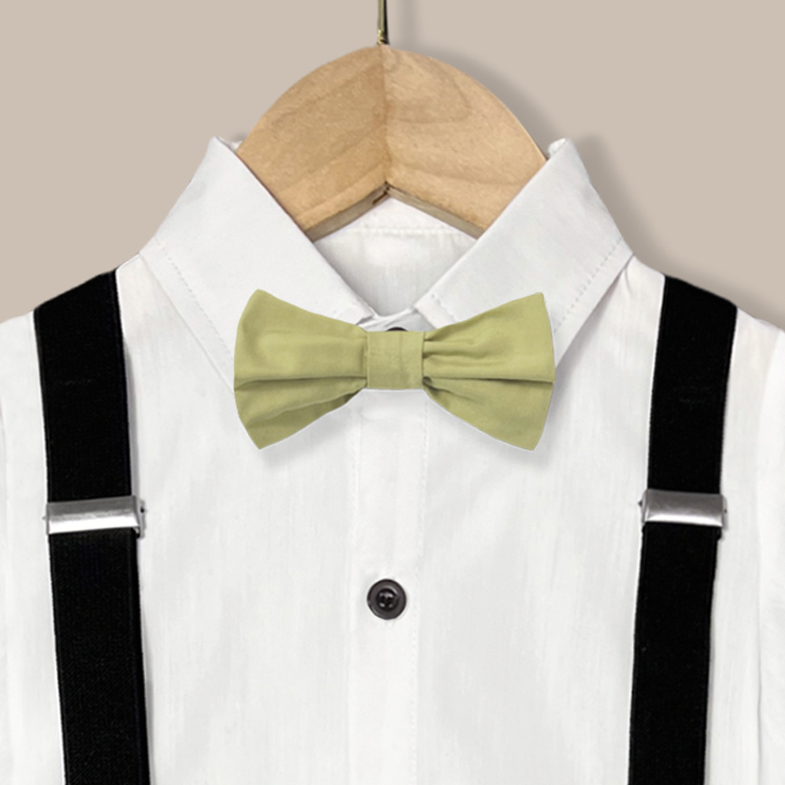 TJAZFJPA Newborn Outfit Boy Photoshoot Cowboy Kids Boys Summer British Style Short Sleeved Shirt Suspenders Shorts Bow Tie 4Pc Children Performance Suit Baby Boy Outfit Summer