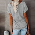 thumbnail image 4 of Summer Tops for Women Dressy Casual Comfy Basic Tee Shirts Short Sleeve Crewneck Office Blouses Loose Fit Tunics Shirts Womens Clothes, 4 of 7