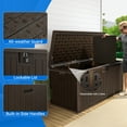 thumbnail image 3 of Dextrus XL 150 Gallon Large Deck Box, Outdoor Storage for Patio Furniture Cushions, Garden Tools and Pool Toys with Flexible Divider, Waterproof, Lockable (Brown), 3 of 5