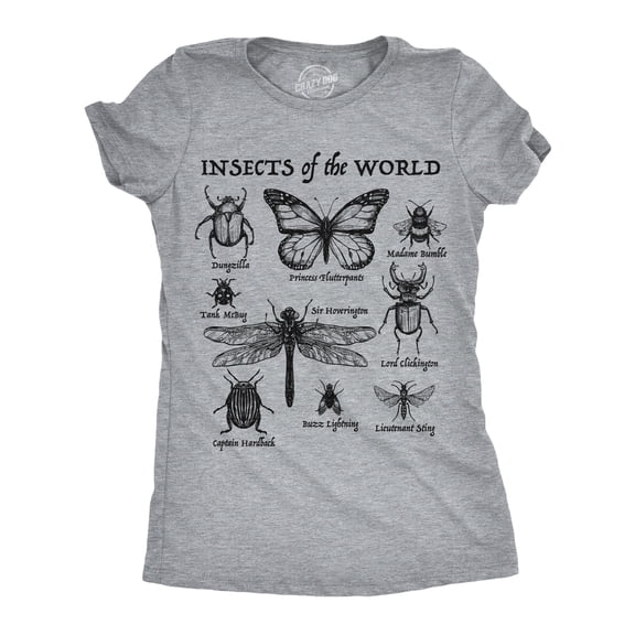 Womens Funny T Shirts Insects Of The World Sarcastic Joke Tee For Ladies Womens Graphic Tees