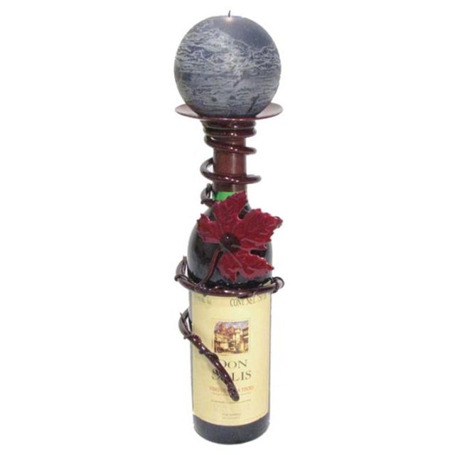 Metrotex Designs 28589 Grapevine Iron Candle Holder Bottle Topper- Merlot Finish