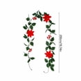 thumbnail image 3 of Christmas Holly Garland with Poinsettia, 6.56ft Flexible Vine Garland with Green Leaves, Realistic Faux Greenery Hanging Decor for Fireplace, Wall, Staircase & Holiday, 3 of 6