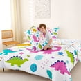 thumbnail image 4 of Metsweet Cartoon Animal Dinosaurs King Size Comforter Sets 3pcs, Floral Butterflies Comforters King Size, Pink Teal White,1 Comforter and 2 Pillowcases, 4 of 6