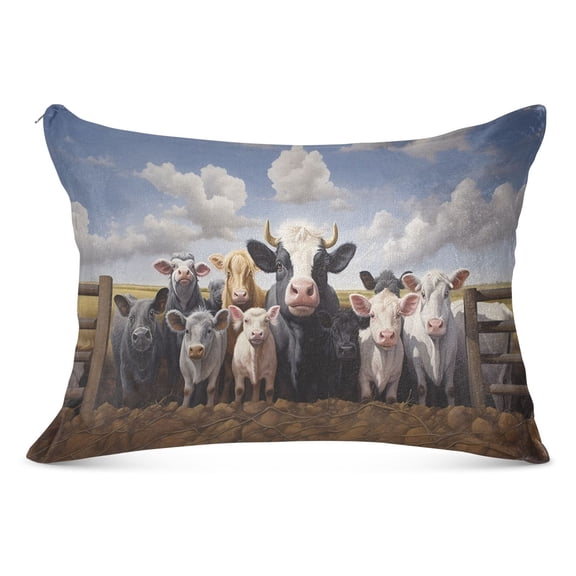 Cow Pig Sheep Plush Pillow Cases Standard Size Ultra Soft Warm Pillowcases with Zipper 20"x26"