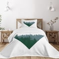 thumbnail image 3 of Ambesonne Forest Quilted Bedspread Set 2 Pcs, Coniferous Tree Design, Twin Size, Dark Green Slate Blue, 3 of 6