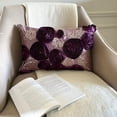 thumbnail image 3 of Purple Lumbar Pillow Cover, Ribbon Rose Flower Lumbar Pillow Cover, 12x14 inch (30x35 cm) Lumbar Pillow Cover, Rectangle Silk Lumbar Pillow Cover, Floral Modern - Wine Roses, 3 of 10