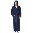 thumbnail image 2 of Arus Men's Hooded Fleece Long Robe, Ankle Length Turkish Bathrobe, Navy Blue, XX-Large, 2 of 10