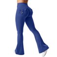 thumbnail image 4 of ABATAB Womens Workout Flare Leggings with Pockets Scrunch High Waisted Pants Gym Yoga No Front Seam Bell Bottom Leggings, 4 of 7