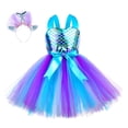 thumbnail image 1 of MIASHUI Robe de Demoiselle d'Honneur Sans Manches Robe à Bretelles Robe de Princesse Sirène Ensemble Bandeau, Bleu Clair, 2-3 Ans, 1 of 8