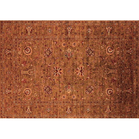 Ahgly Company Indoor Rectangle Oriental Orange Industrial Area Rugs, 2' x 4'