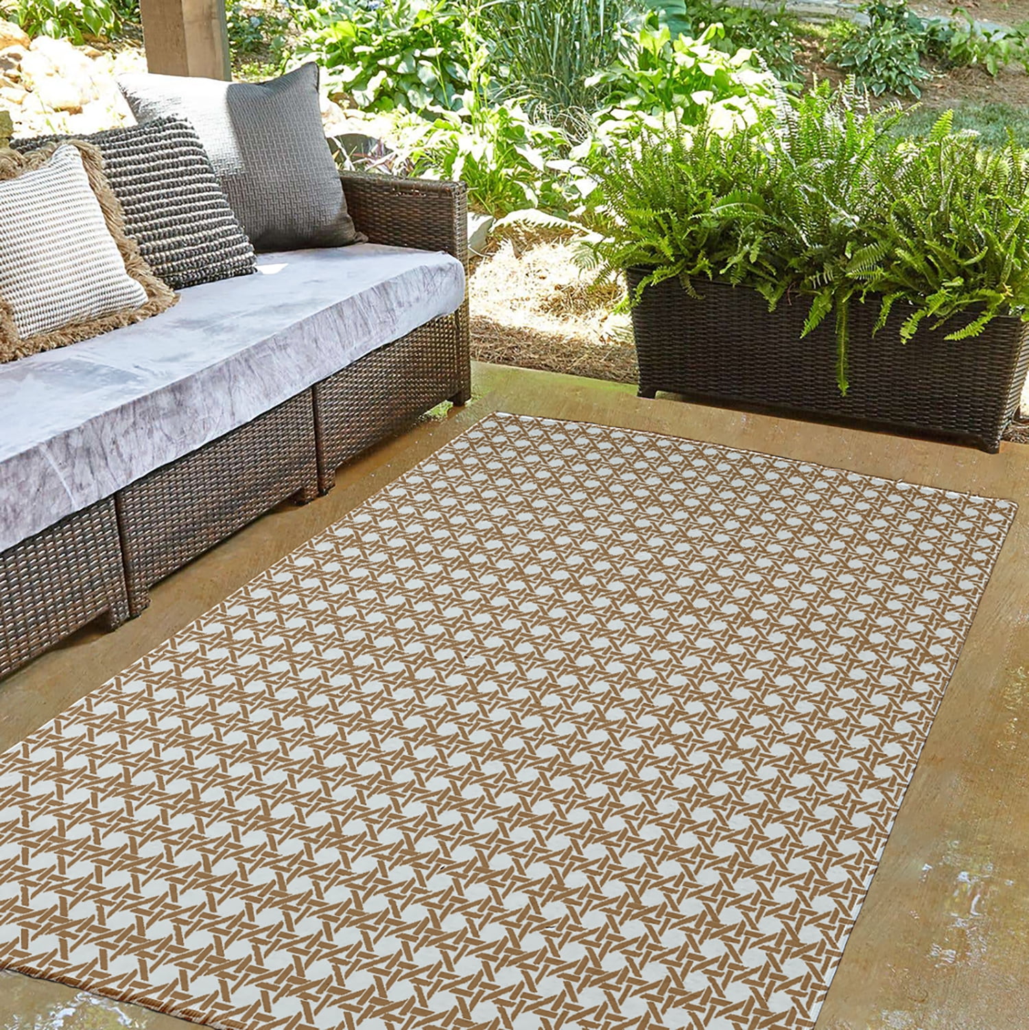 Simply Daisy 3' x 5' Caramel Rattan GeometricIndoor/outdoor Rug