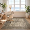 thumbnail image 3 of Design&I 8'x10' Washable Area Rug Extra Large Skid-Resistant Low Profile Vintage Distressed Tan Boho Scroll Border Fuzzy Neutral for Living Room, Family, 3 of 7