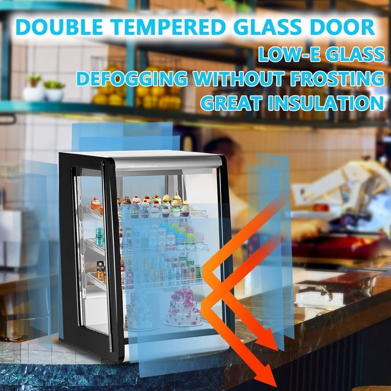 TROPOW Commercial Display Refrigerator, Countertop Refrigerated Display Case with LED Lighting for Bakery, Cafe
