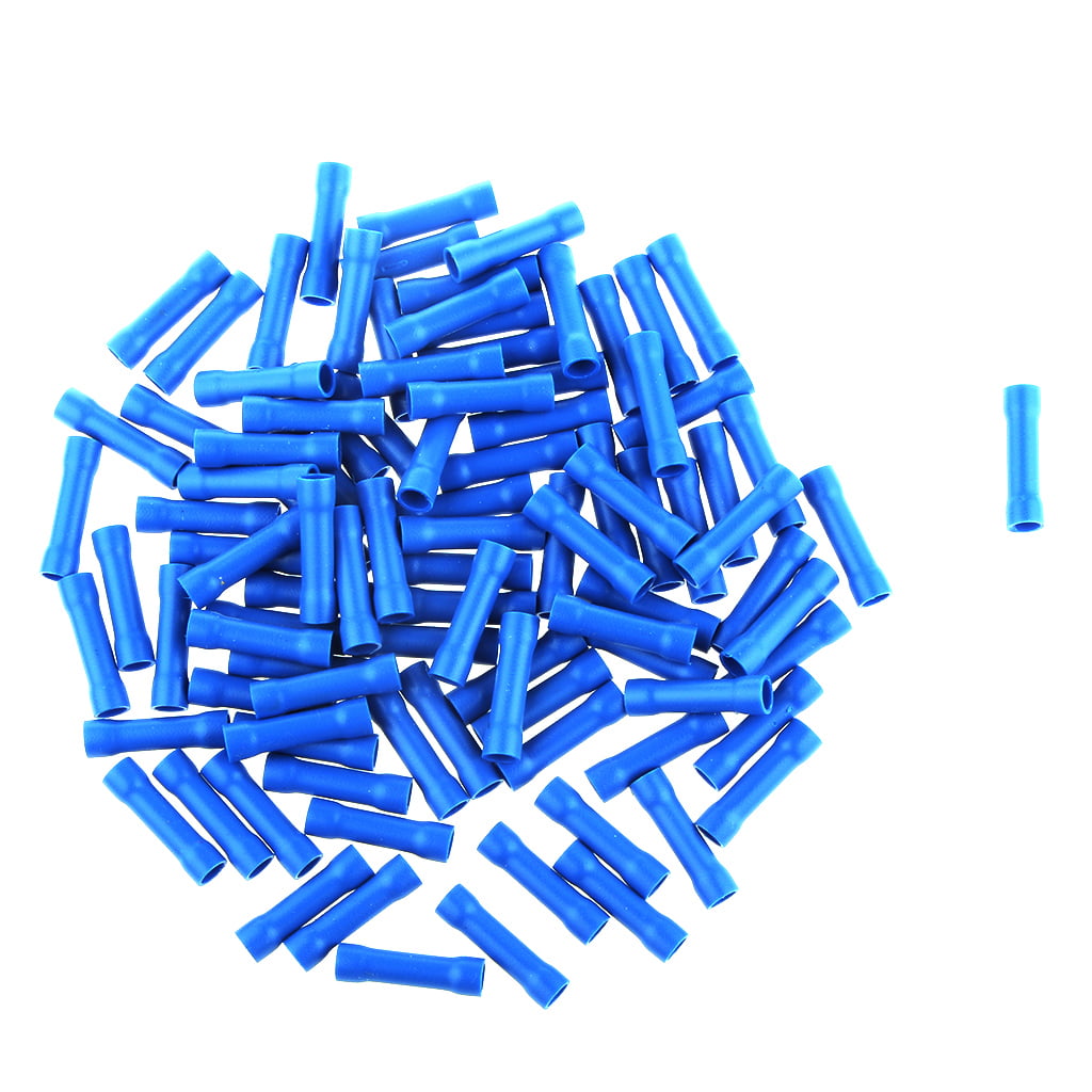 100x Blue Insulated Straight Butt Connector Electrical Crimp Terminals for Cable 