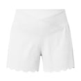 thumbnail image 4 of WPPGONE Maternity Shorts for Women Crossover Waisted Elastic Stretchy Straight Leg Wide Fit Lace Hem Bottoms Summer Lounge Homewear Shorts, 4 of 9