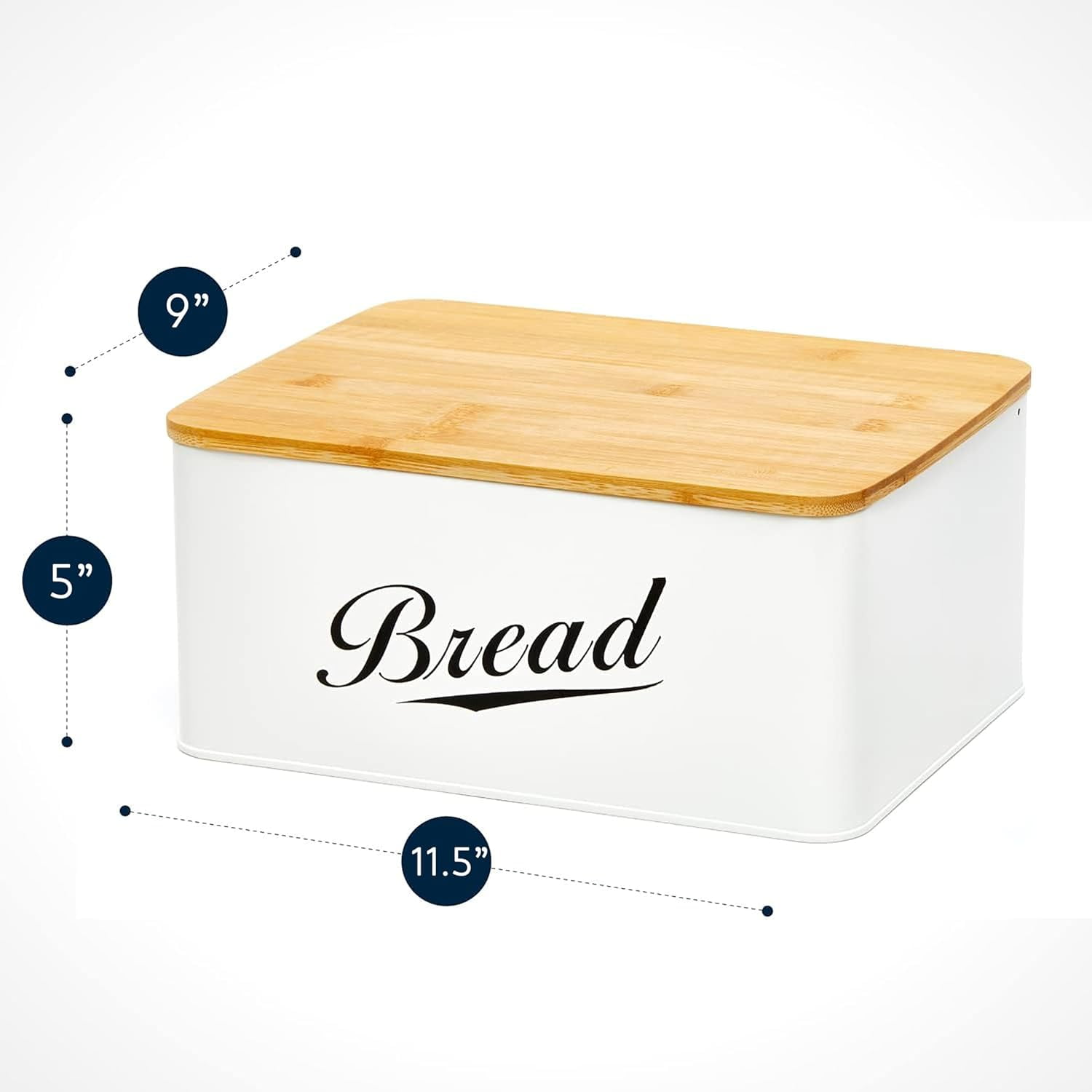 RoyalHouse Modern Metal Bread Box with Bamboo Cutting Board Lid - Thumbnail 4