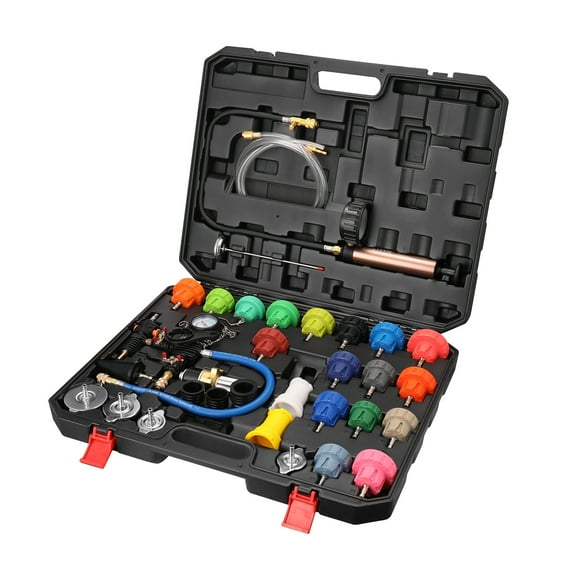 34-Piece Universal Radiator Pressure Tester Kit Automotive Cooling Sytem Refill Kit Leak Detection Tool Coolant Pressure Gauge with Storage Case for Car Truck SUV