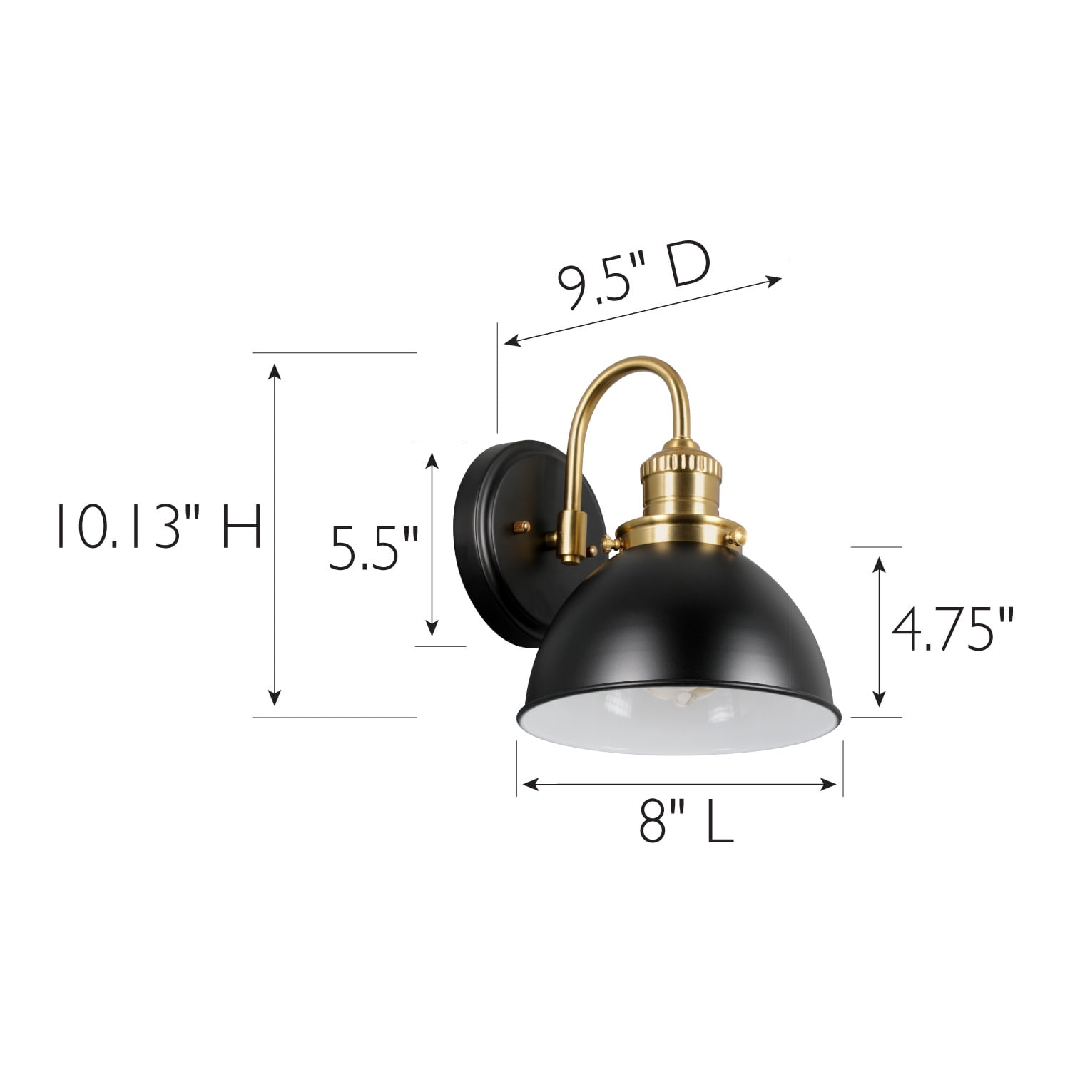 Design House WM358829-BGD Savannah Farmhouse 1-Light Indoor Dimmable Wall Light Matte Black Metal Shade for Hallway Foyer Kitchen, Matte Black and Satin Gold