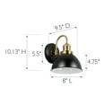 thumbnail image 3 of Design House Savannah Farmhouse 1-Light Indoor Dimmable Wall Light, Matte Black/Satin Gold, 3 of 19