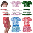 thumbnail image 3 of KVPLBQFD Girls Dance Outfit Shiny Short Sleeve Shorts Set for Kids Sequin Hip Hop Party Wear Teen Fashion Festival Performance Clothes Summer Outfits, 3 of 4