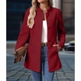 thumbnail image 5 of Women'S Winter Overcoat Mid-Long Long Sleeve Stand Collar Single Breasted Coat Outerwear Deep Red L, 5 of 9