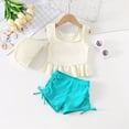 thumbnail image 2 of CAUYDY Baby Girl Swimsuit Toddler 2 Piece Bathing Suit Kid Girls Beach Bikini with Hat Tankini Beachwear 6-24 Months 1t-7t Girls Summer Swimwear(D01-Blue,1-2 Years), 2 of 4