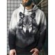 thumbnail image 3 of Sudadera con capucha con estampado 3D de lobo para hombre, estilo urbano, color verde oscuro, manga larga, con capucha, estampado de diseñador para primavera y otoño, 3 of 5