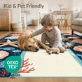thumbnail image 4 of ODIKA 8'x10' Washable Area Rug Striped Coral Reef Starfish Seashell Border Nautical Motifs for Living Room, Under Sectional, Family , Durable, Non-Slip, 4 of 7