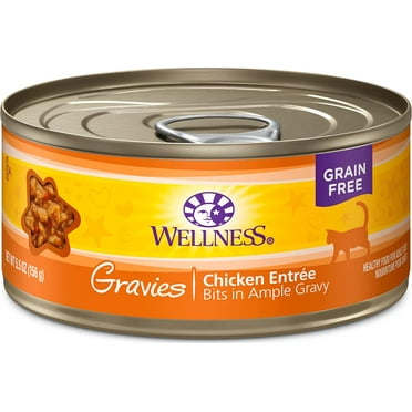 Wellness Natural Grain Free Gravies Chicken Dinner Canned Cat Food 3-oz, case of 12