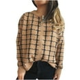 thumbnail image 2 of Womens Vintage Plaid Cardigans Zip Up Sweater Coat Long Sleeve Knit Outerwear, 2 of 5