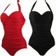 thumbnail image 4 of Traje de baño acolchado con control de barriga para mujer Rojo XL, 4 of 5