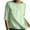 Green, variant on HAiming Women's Linen Shirts Short Sleeve Round Neck Cotton Tops Summer Casual Loose Solid Color Tunic Blouses