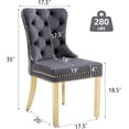 thumbnail image 4 of Westice Dining Room Chairs Set of 4, Tufted Velvet Chairs with Golden Stainless Legs, Rivet Trim Metal Pull Ring Large Back for Kitchen Dining Room Restaurant, Dark Gray, 4 of 9
