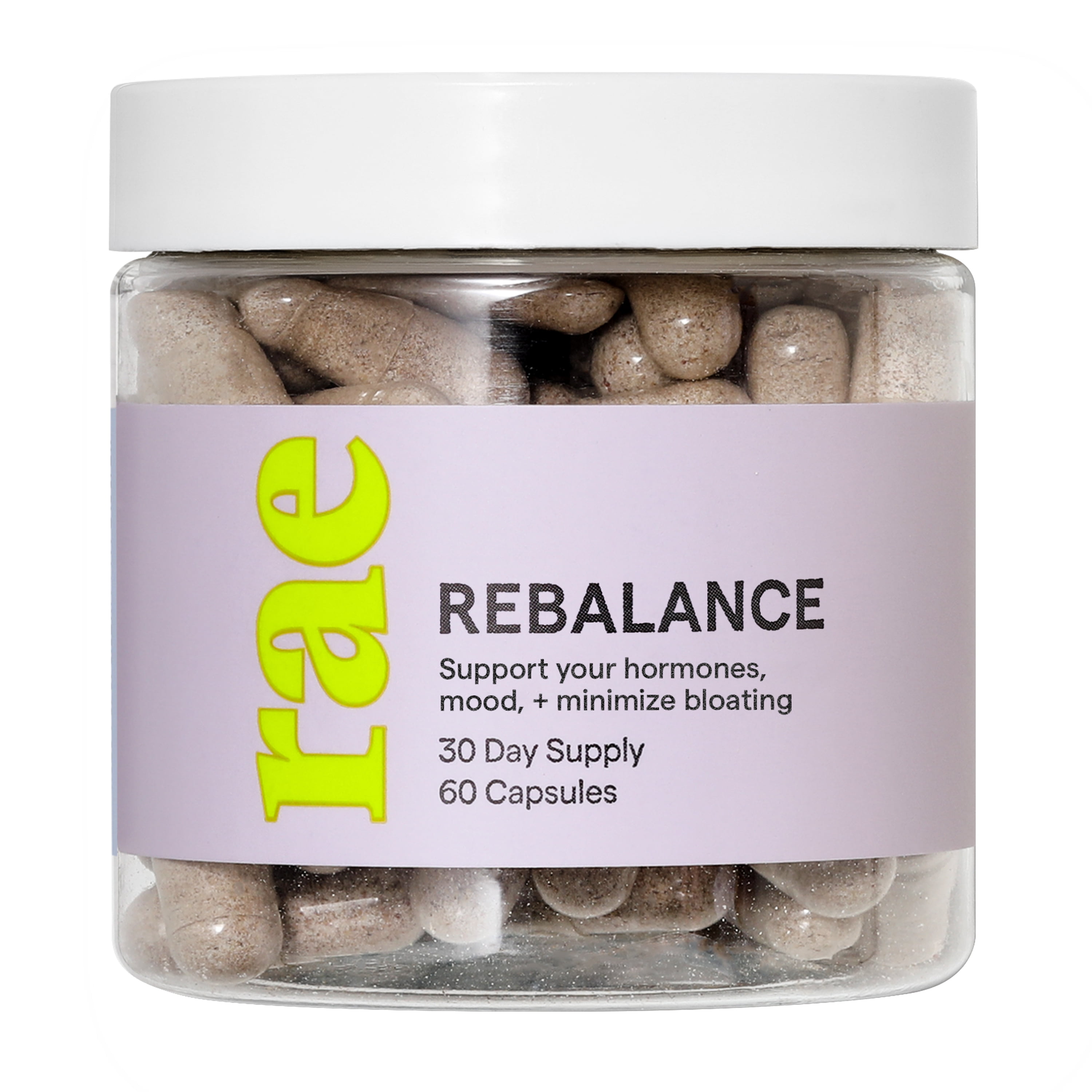 Rae Rebalance with Vitamins, Cordyceps, Reishi, St. John's Wort, Support Hormones & Minimize Bloating, 60ct