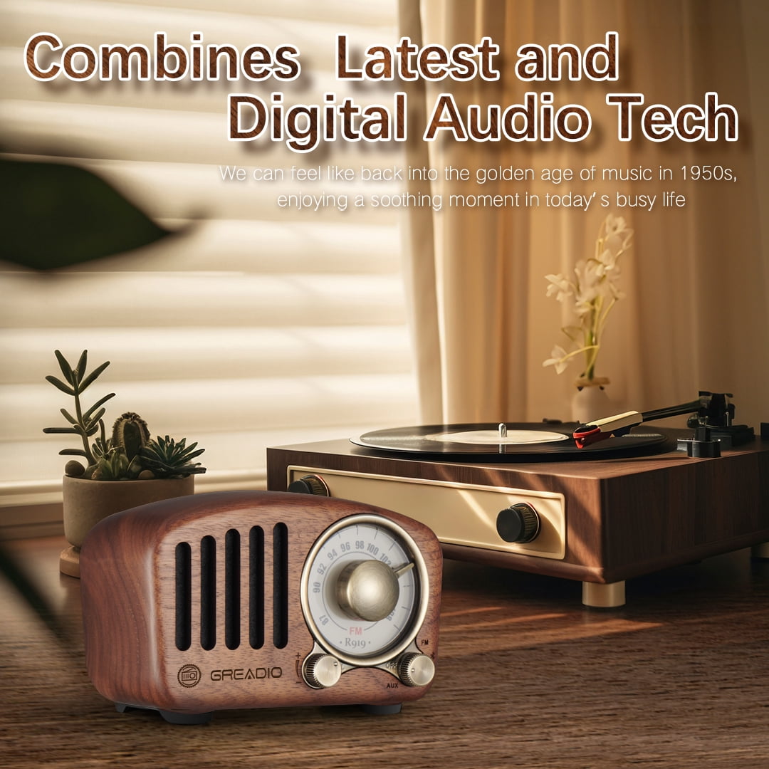 Greadio Portable Bluetooth Speaker, Retro Radio, Vintage Bluetooth Speaker for Home