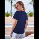 thumbnail image 5 of Blusas de Verano de Corta para Mujer, con Encaje y Cuello en V, Elegantes e Informales, Color Azul Oscuro, S, 5 of 7