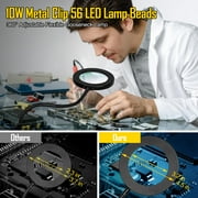 Magnifying Glass with Light and Clamp, 3 Color Modes Magnifier, Stepless Dimmable LED Magnifier Lamp with Clip, 360° Gooseneck Swivel Arm Light for Crafts, Repair Workbenches Close Works