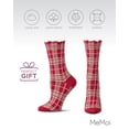 thumbnail image 6 of MeMoi Women's Classic Plaid Lettuce Edge Crew Socks - Womens - Female, 9-11, Red, 6 of 7