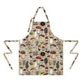 thumbnail image 2 of Brown Mushroom Line Light Pattern Apron-Garden Aprons for Women with Pockets-Cotton Linen Waterproof Kitchen Cooking Gardening Aprons Adjustable for Kitchen,Cooking,BBQ and Salon 33x27 Inch, 2 of 7