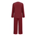 thumbnail image 6 of GILIGEGE Two Piece Sets for Women Trouser Suit Women's Elegant 2 Piece Suit Set Two Piece Plain Long Sleeve Suit Elastic Waist Trousers Festive Trouser Suits Slim Fit Sporty Leisure Suit Stre Wine L, 6 of 9