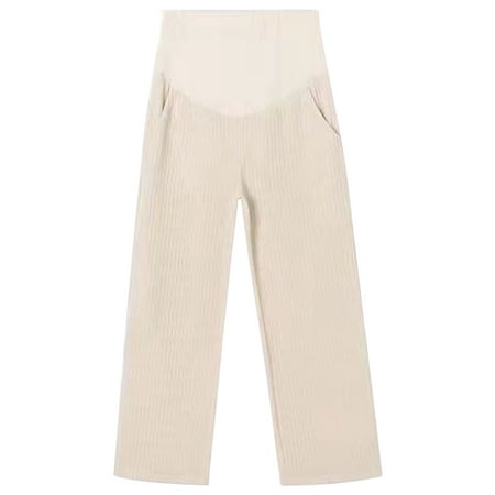 

Odeerbi Maternity Pants Winter Chenille Velvet Wide Leg Pants Plus Velvet Leggings Wear Straight Casual Pants Beige