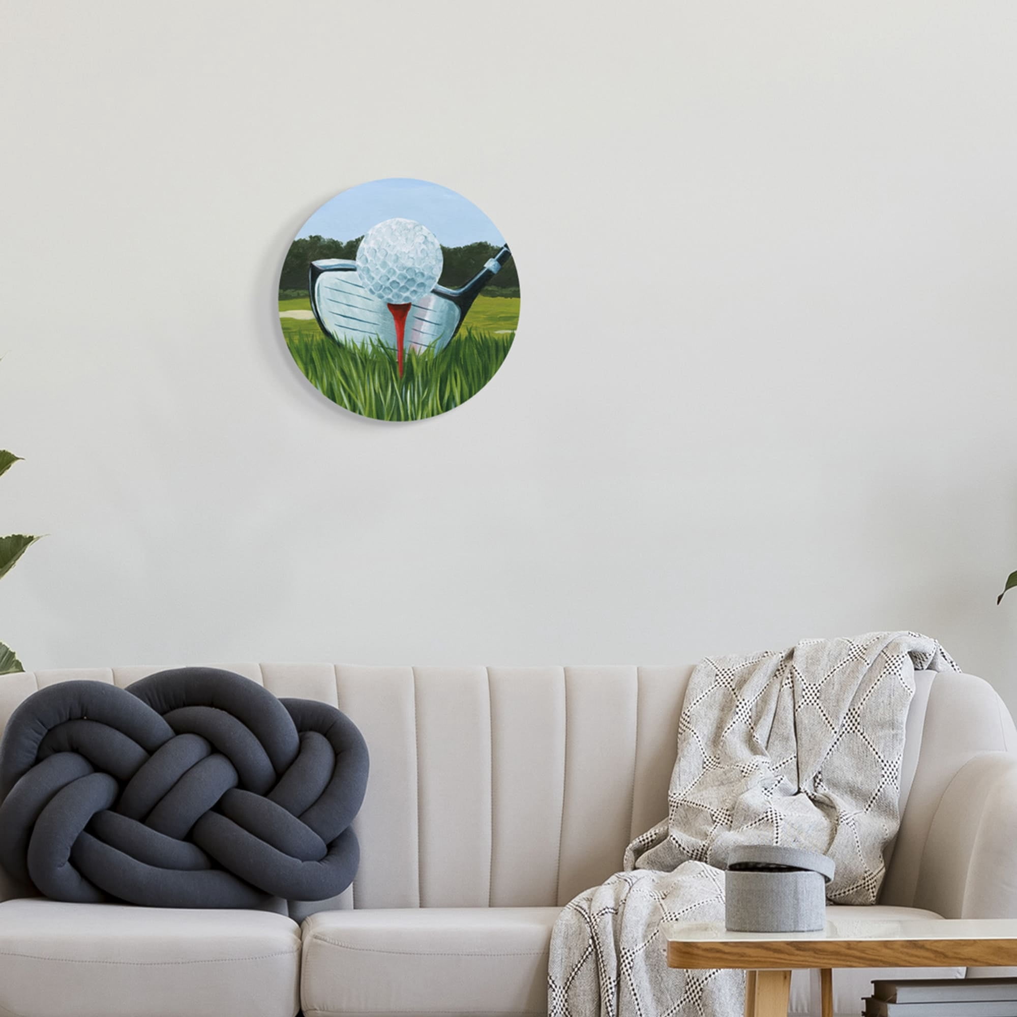Stupell Industries Golf Tee Close Up Field Green Sports Painting,12 x 12,Design By Grace Popp