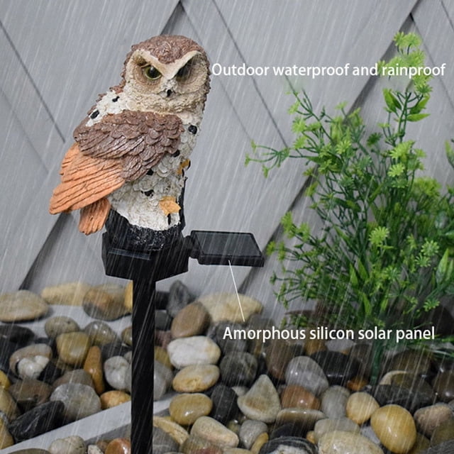 Solar-Powered LED Owl Statue for Garden & Patio - Waterproof, Eco-Friendly Outdoor Decoration in Brown