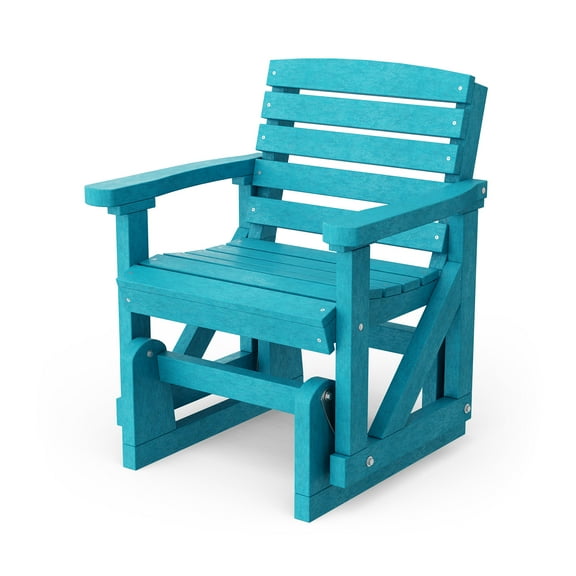 Wildridge Classic Single Glider, Aruba Blue - Outdoor Weather Resistant Recycled HDPE Glider for Porch, Patio, Deck