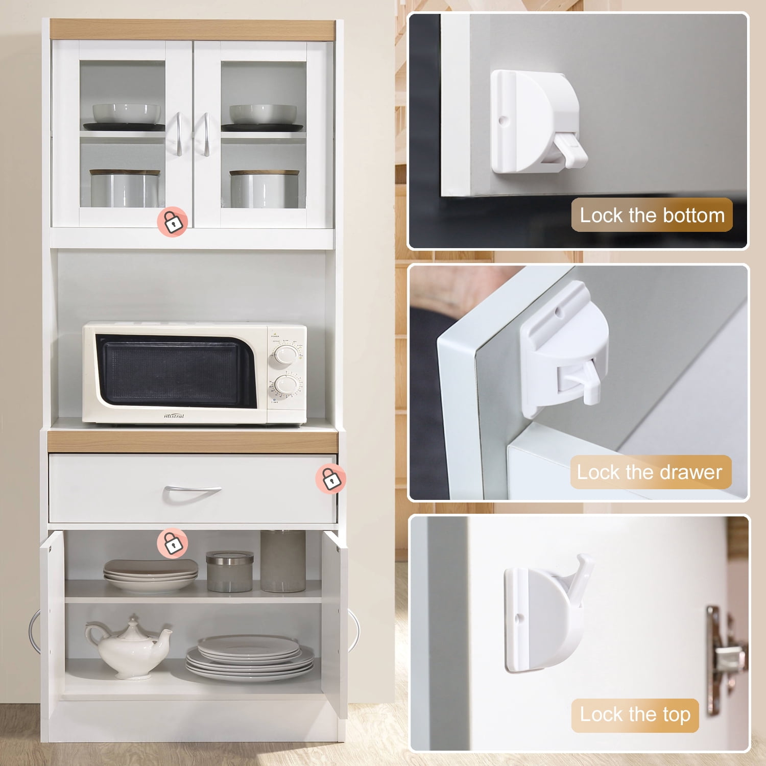 Magnetic Baby Proofing Cabinet Locks - Child Safety for Cabinets, Drawers & Cupboards - 16 Locks 3 Keys - No Drilling Easy Install