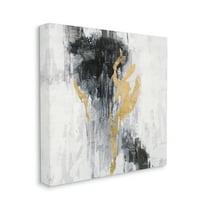 Stupell Industries Modern Rain Abstraction Black Gold Distressed Detail Canvas Wall Art, 30 x 30, Design by Silvia Vassileva