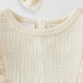 thumbnail image 5 of TOWED22 Newborn Dress Baby 0-3 Infant Girl Outfit Sleeveless Tulle Ribbed Romper Pink Dress with Hairband Beige,6-12 M, 5 of 7