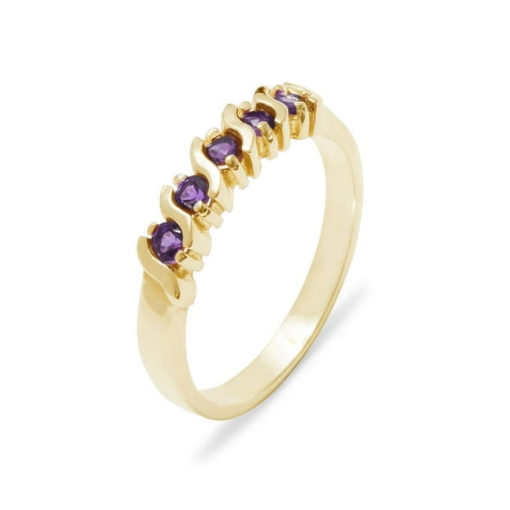 LBG British Made 14k Yellow Gold Natural Amethyst Womens Eternity Ring - 33 size options - Sizes 4 to 12 Available