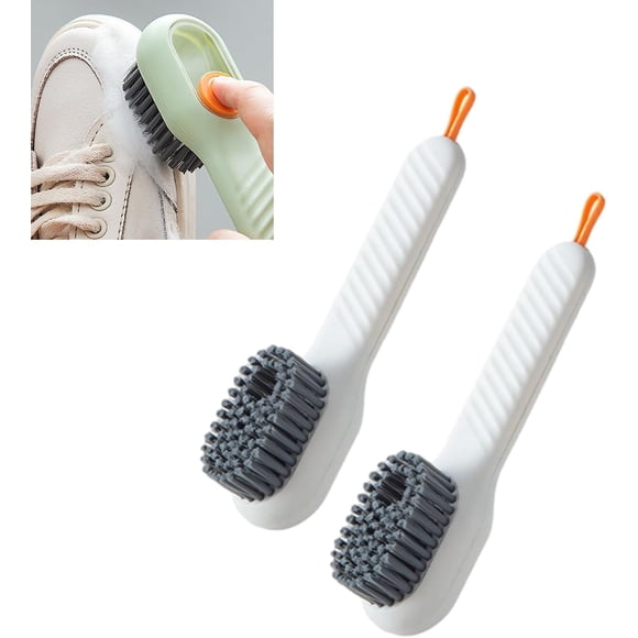 Cepillo de limpieza multifunción 2 en 1, cepillo de limpieza con dispensador de jabón, nuevo cepillo de limpieza 2024 con dispensador de jabón con gancho, para limpieza de ropa y zapatos
